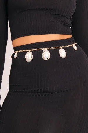 Gold Vintage Pearl Chain Belt - Saskia