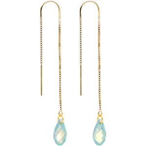 Green Gem 14KT Gold Threader Earrings Created with Swarovksi Crystals