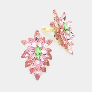 Green with Pink Hombre Clip On Earrings | 583432