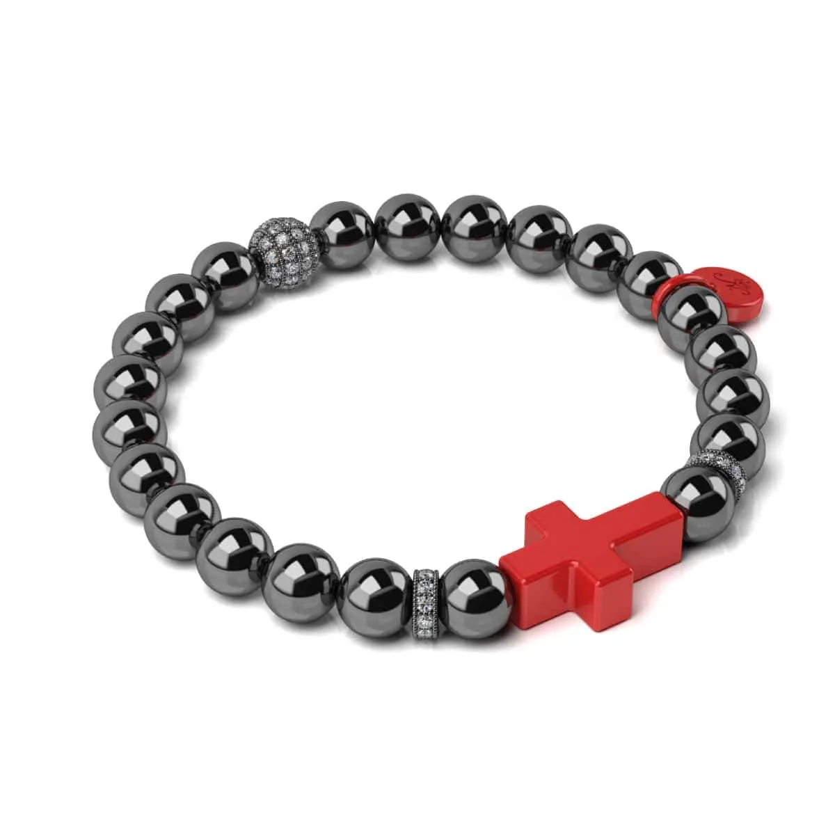 Gunmetal and Red Enamel | Santa Cross Bracelet