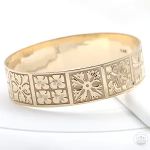 Hawaiian Bangles With Hawaiian Quilt Design (18mm width, Flat Style)