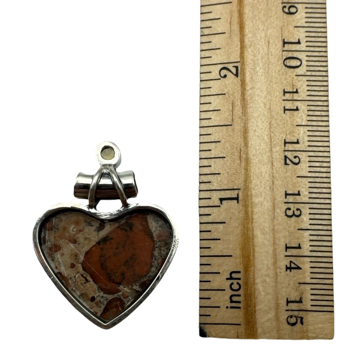 HEART Asteroid Jasper & Citrine Solid 925 Sterling Silver Pendant