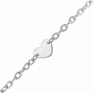 Heart disc solid sterling silver rhodium plated belcher adjustible bracelet