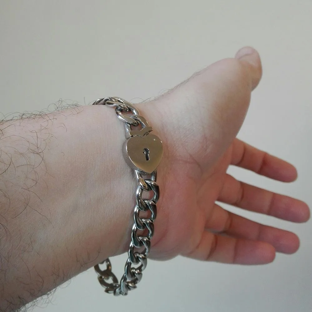 Heart Lock Bracelet & Key Necklace Set
