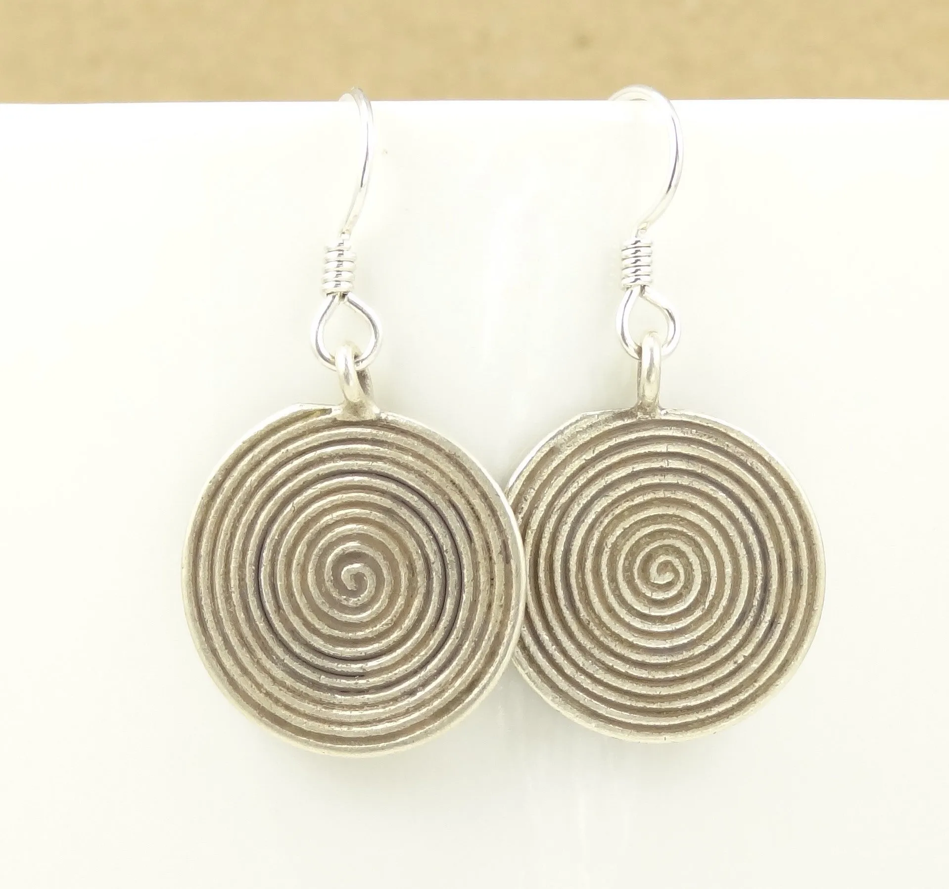 Hill Tribe Silver Concentric Circles Disk Earrings