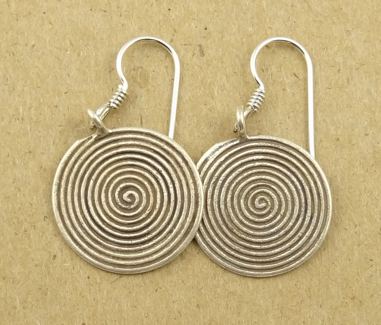 Hill Tribe Silver Concentric Circles Disk Earrings