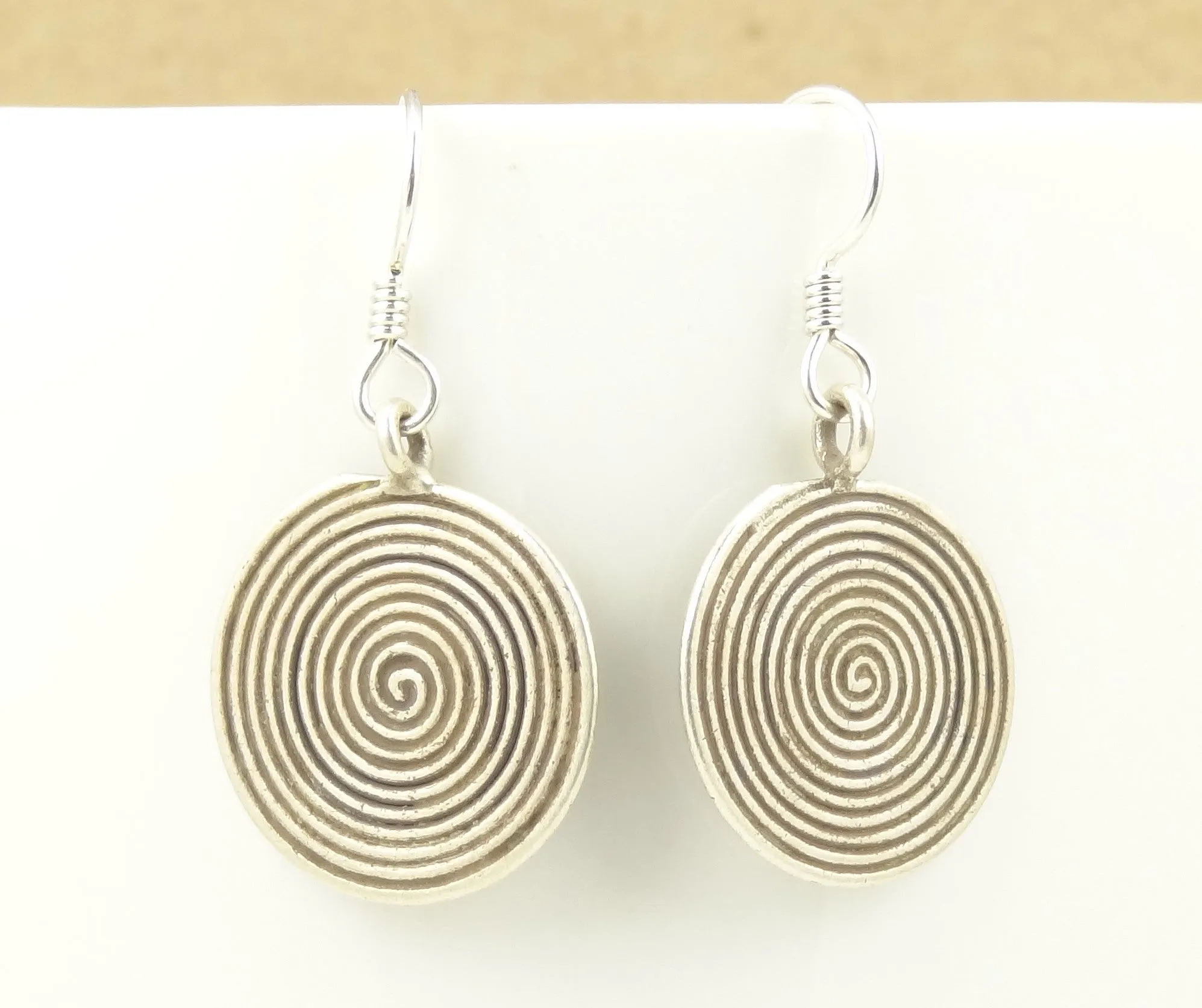 Hill Tribe Silver Concentric Circles Disk Earrings