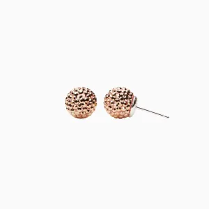 Hillberg & Berk Sterling Silver (10mm) Gilded Rose Gold Sparkle Ball Stud Earrings