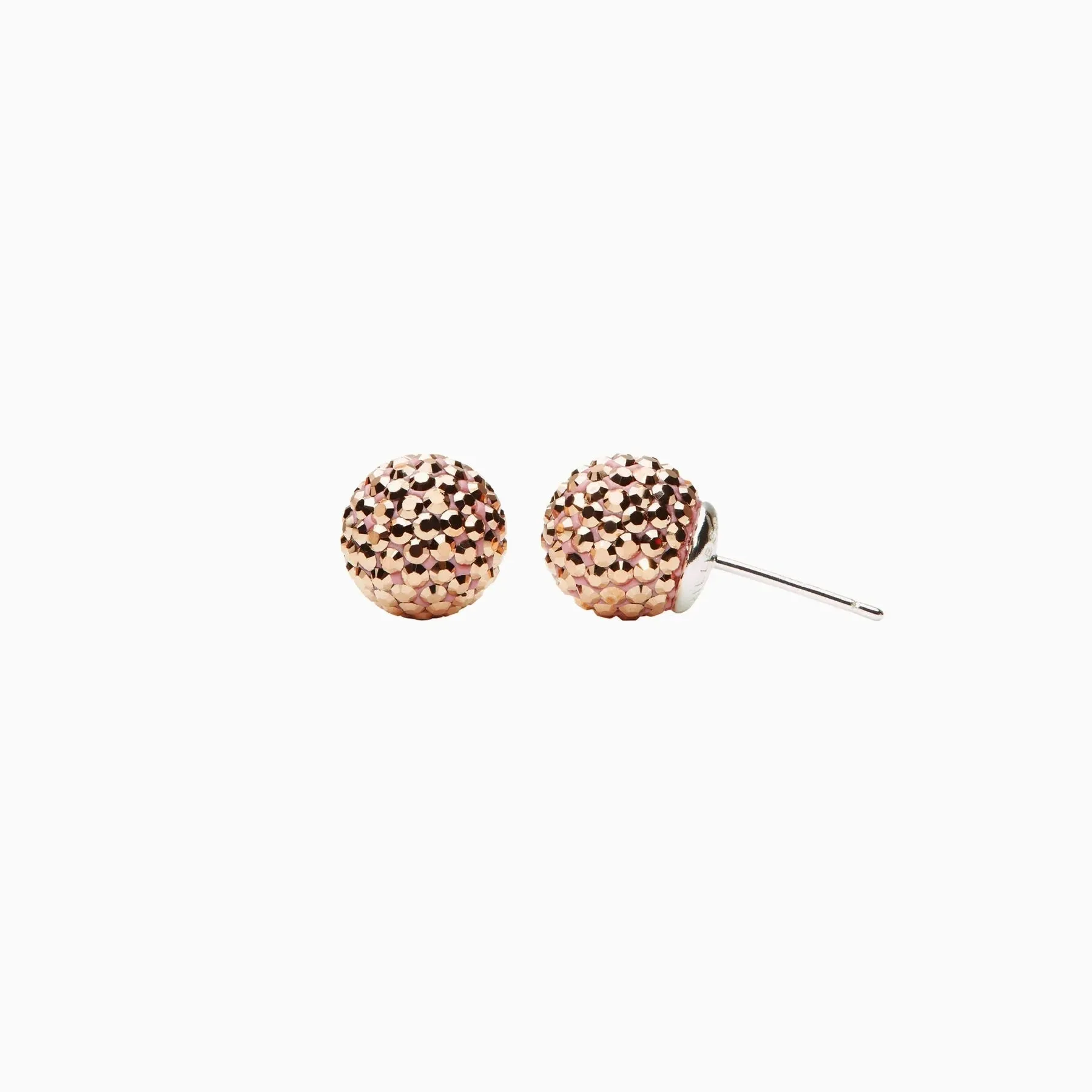 Hillberg & Berk Sterling Silver (10mm) Gilded Rose Gold Sparkle Ball Stud Earrings