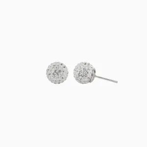 Hillberg & Berk Sterling Silver (10mm) White Sparkle Ball Stud Earrings