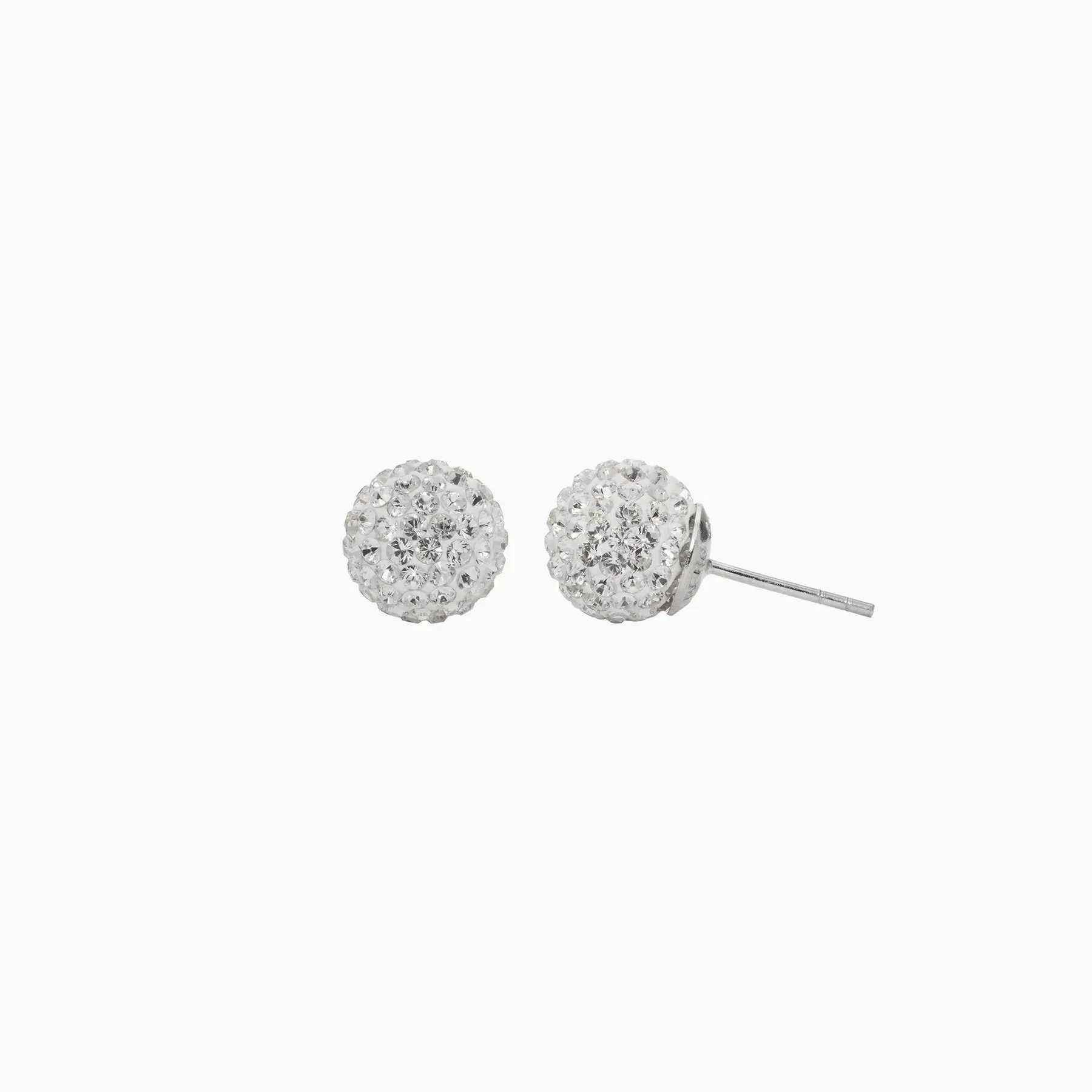 Hillberg & Berk Sterling Silver (10mm) White Sparkle Ball Stud Earrings