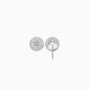 Hillberg & Berk Sterling Silver (12mm) White Sparkle Ball Stud Earrings