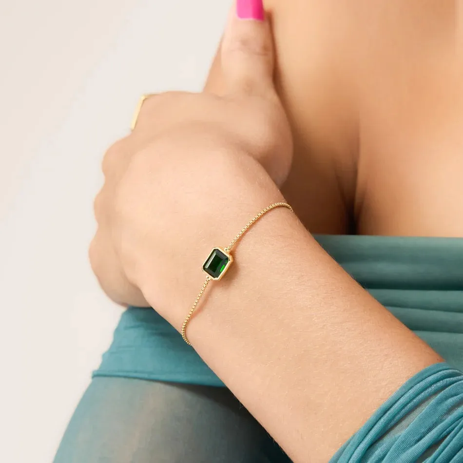 Hillberg & Berk Sterling Silver Gold Plated Evergreen Slider Bracelet