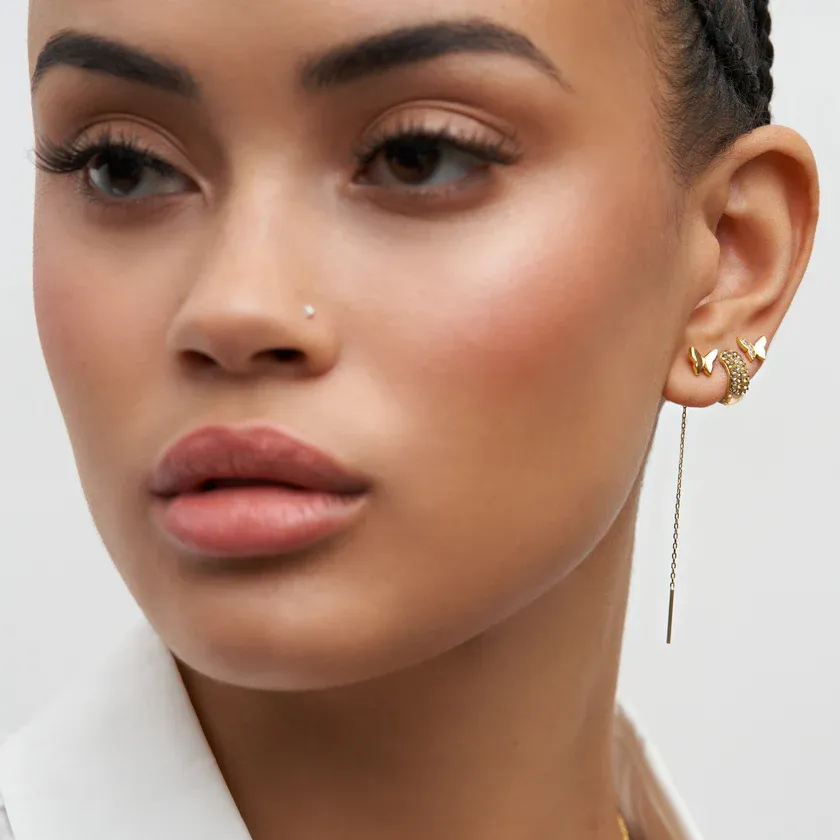 Hillberg & Berk Sterling Silver Gold Plated Flutter Threader Earrings