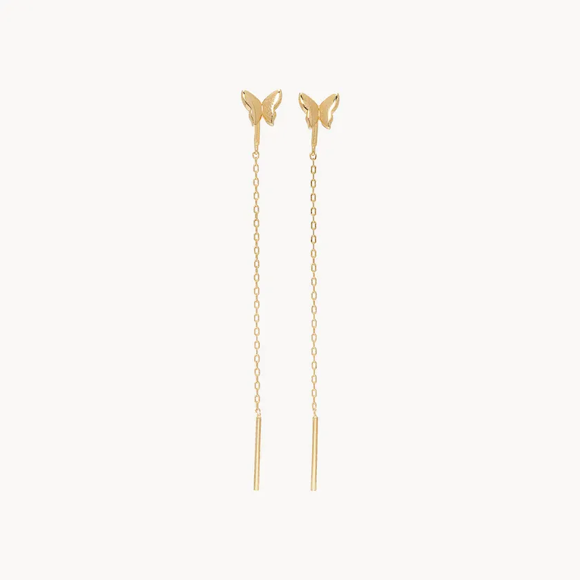 Hillberg & Berk Sterling Silver Gold Plated Flutter Threader Earrings