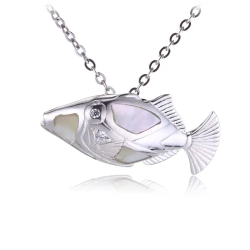 Humuhumunukunuku apua Fish Pendant with Mother-of-pearl Inlay(Chain sold separately)