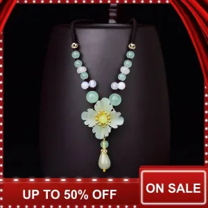 Jade Flower Choker Necklaces