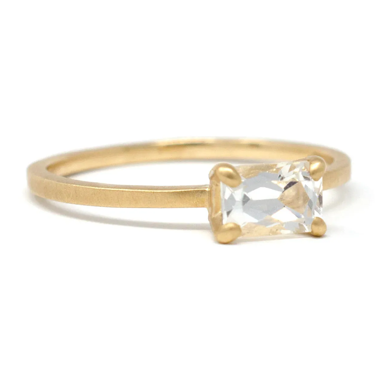 Jennifer Dawes Horizontal Emerald Cut White Sapphire Ring
