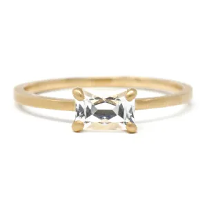 Jennifer Dawes Horizontal Emerald Cut White Sapphire Ring