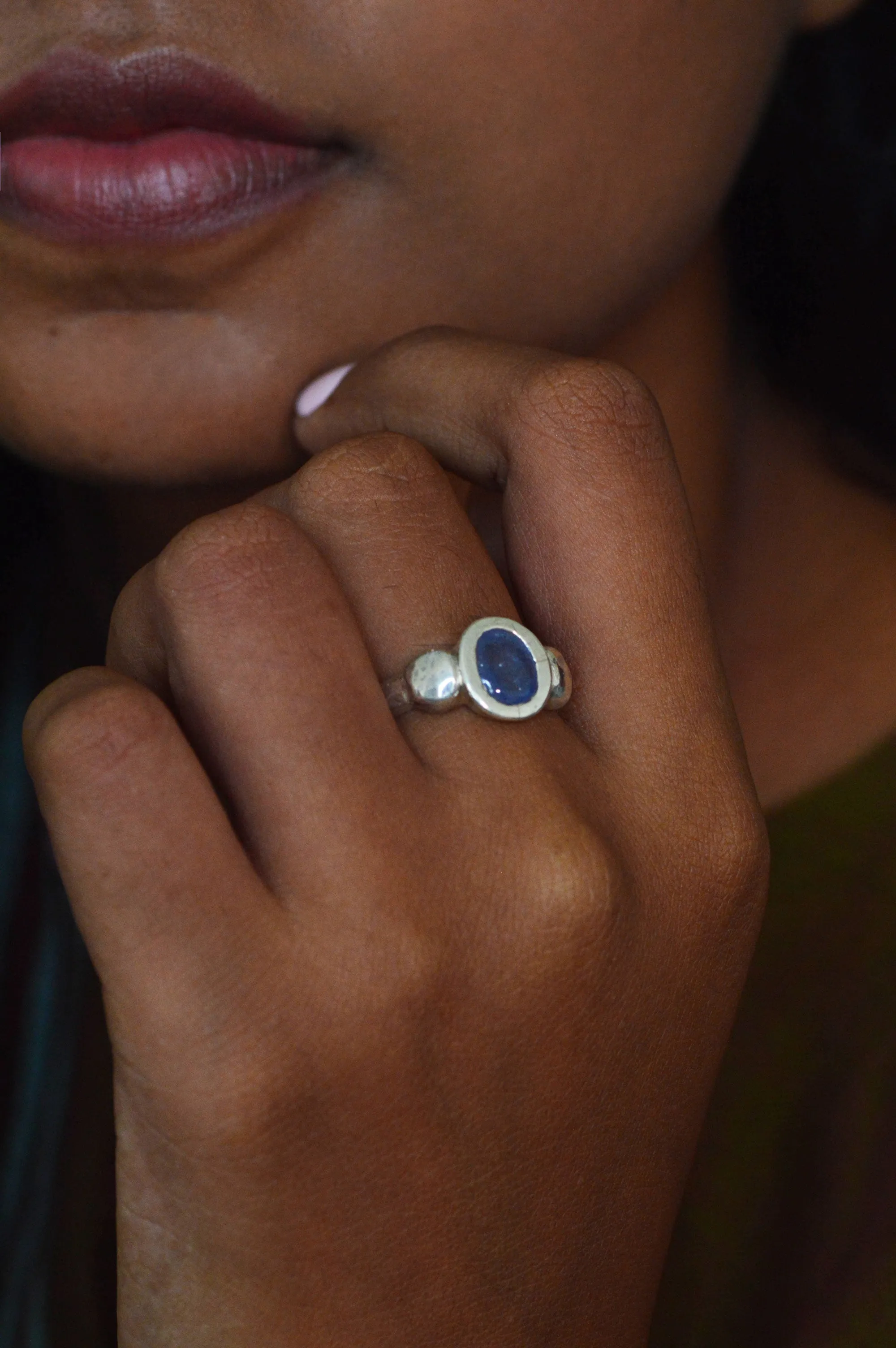 Juniper Blue Sapphire Silver Ring 826-02