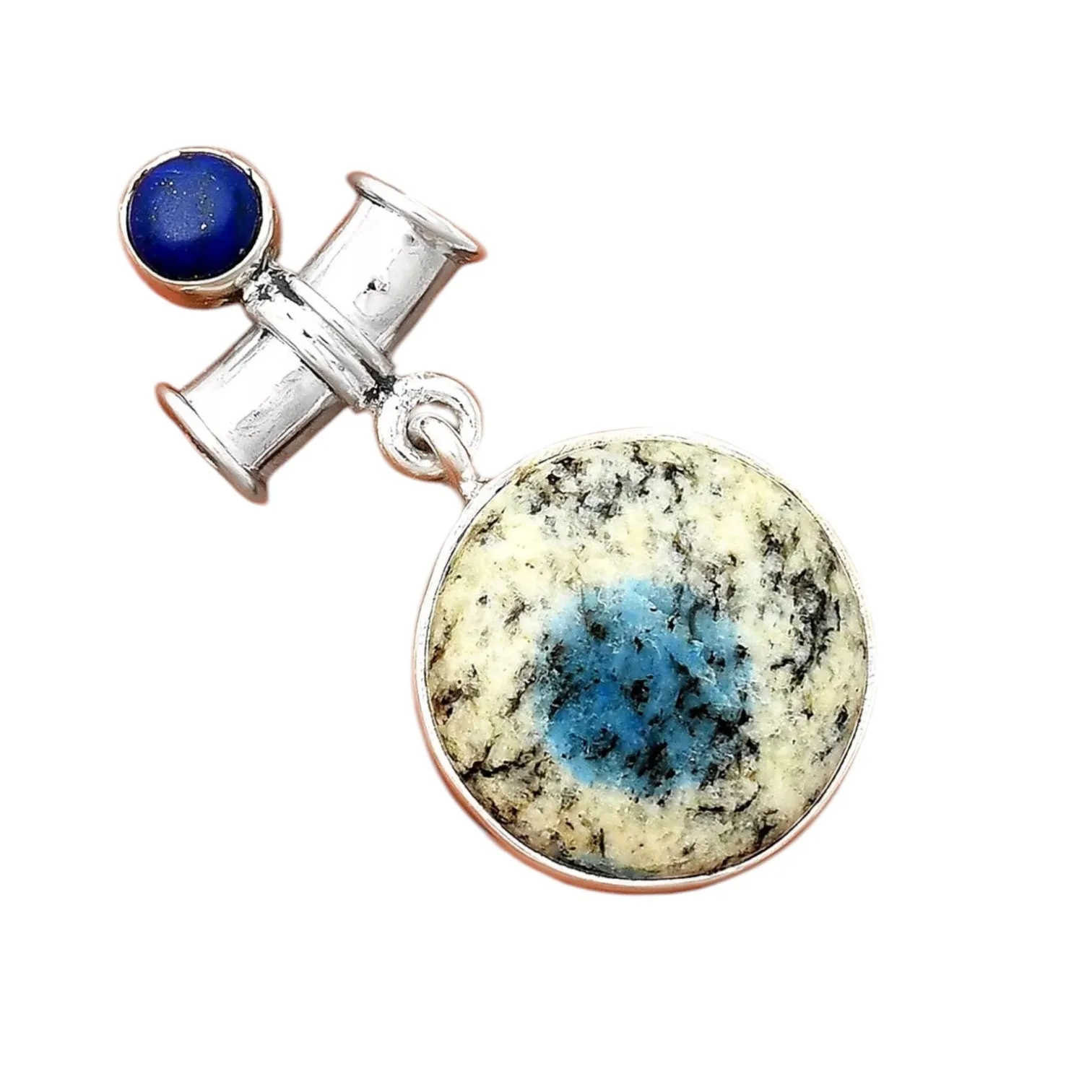 K2 & Blue Lapis Solid 925 Sterling Silver Pendant