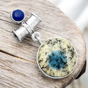 K2 & Blue Lapis Solid 925 Sterling Silver Pendant