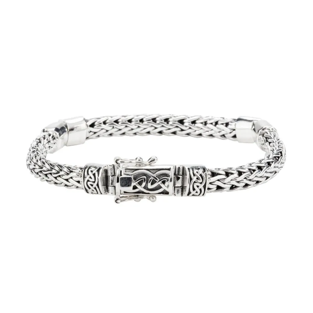 Keith Jack Dragon Weave Sterling Silver Mens Bracelet