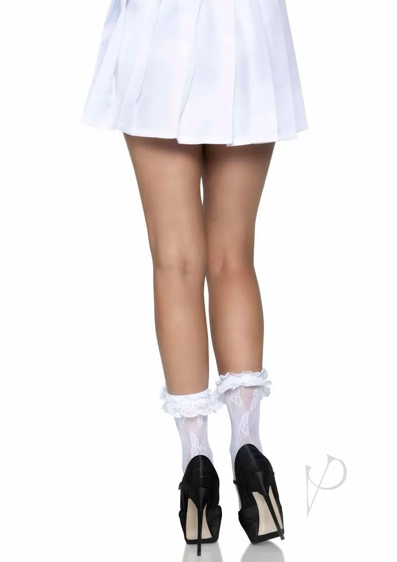 Lace Ruffle Butterfly Anklets Os Wht
