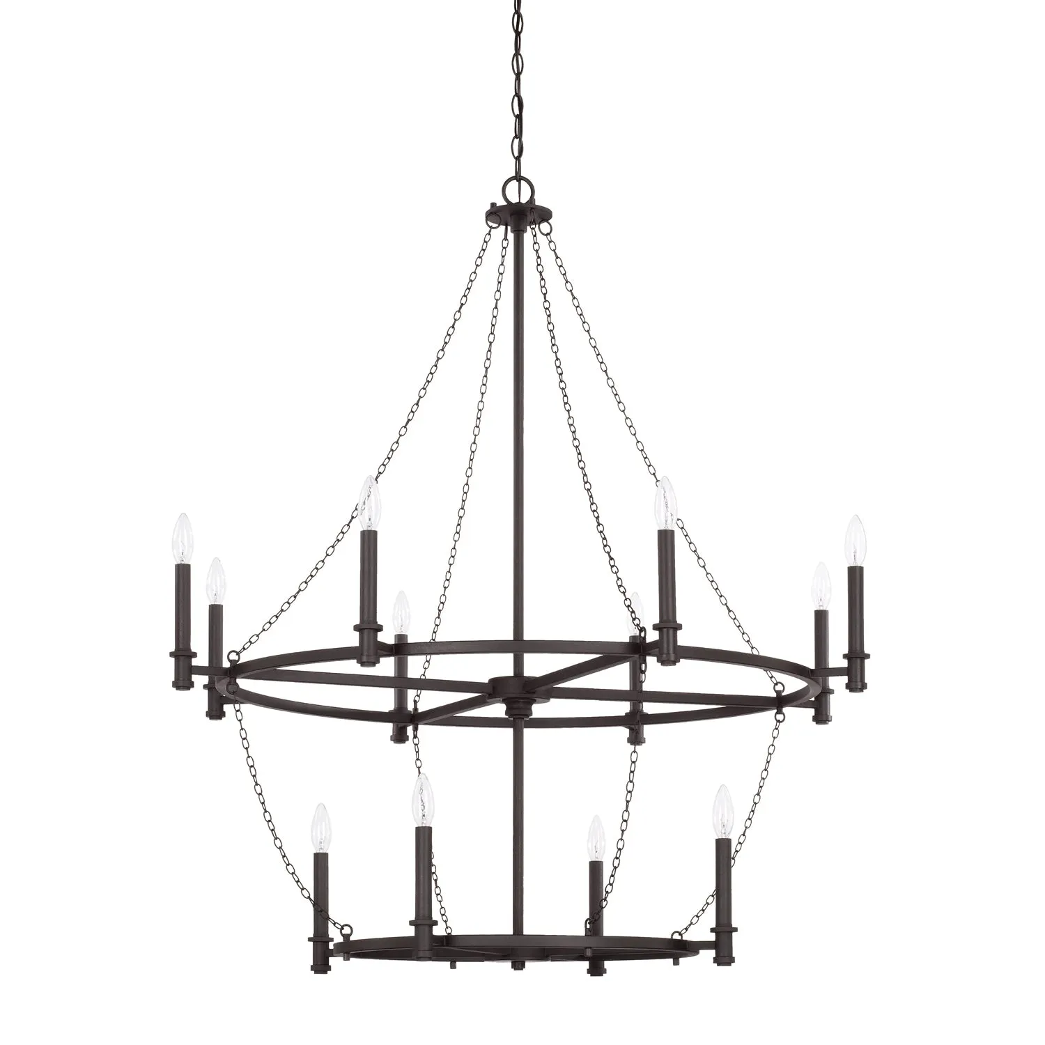 LANCASTER 12 LIGHT CHANDELIER, BLACK IRON