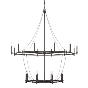 LANCASTER 20 LIGHT CHANDELIER, BLACK IRON