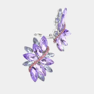 Lavender Crystal Rhinestone Earrings  | Clip On | 564791