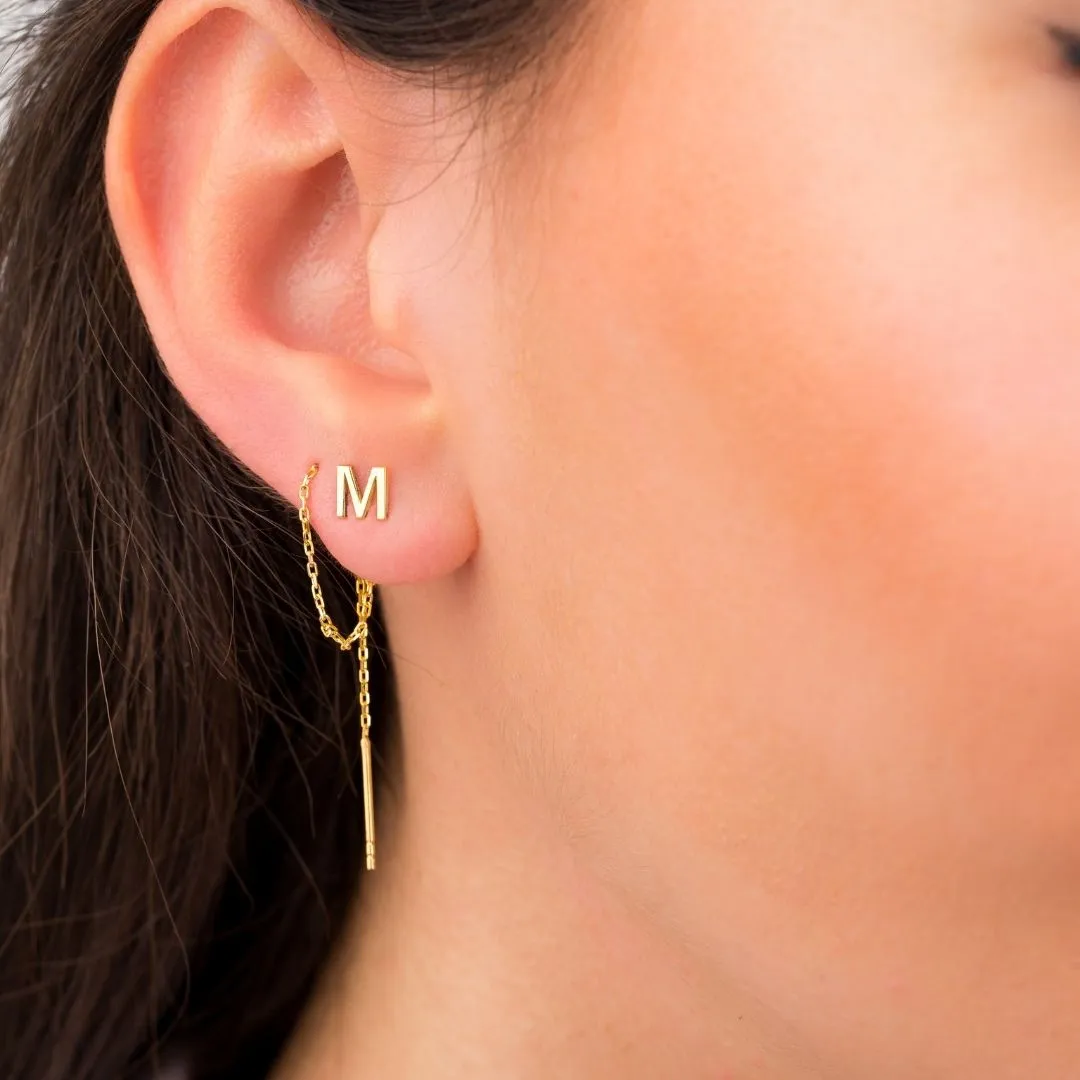 Letter Threader Earrings