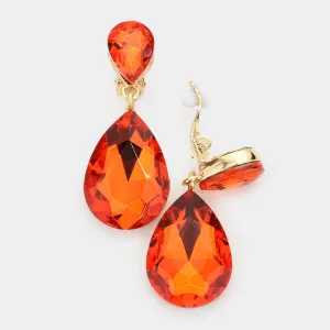 Little Girls Clip-on Orange Teardrop Earrings | 555420