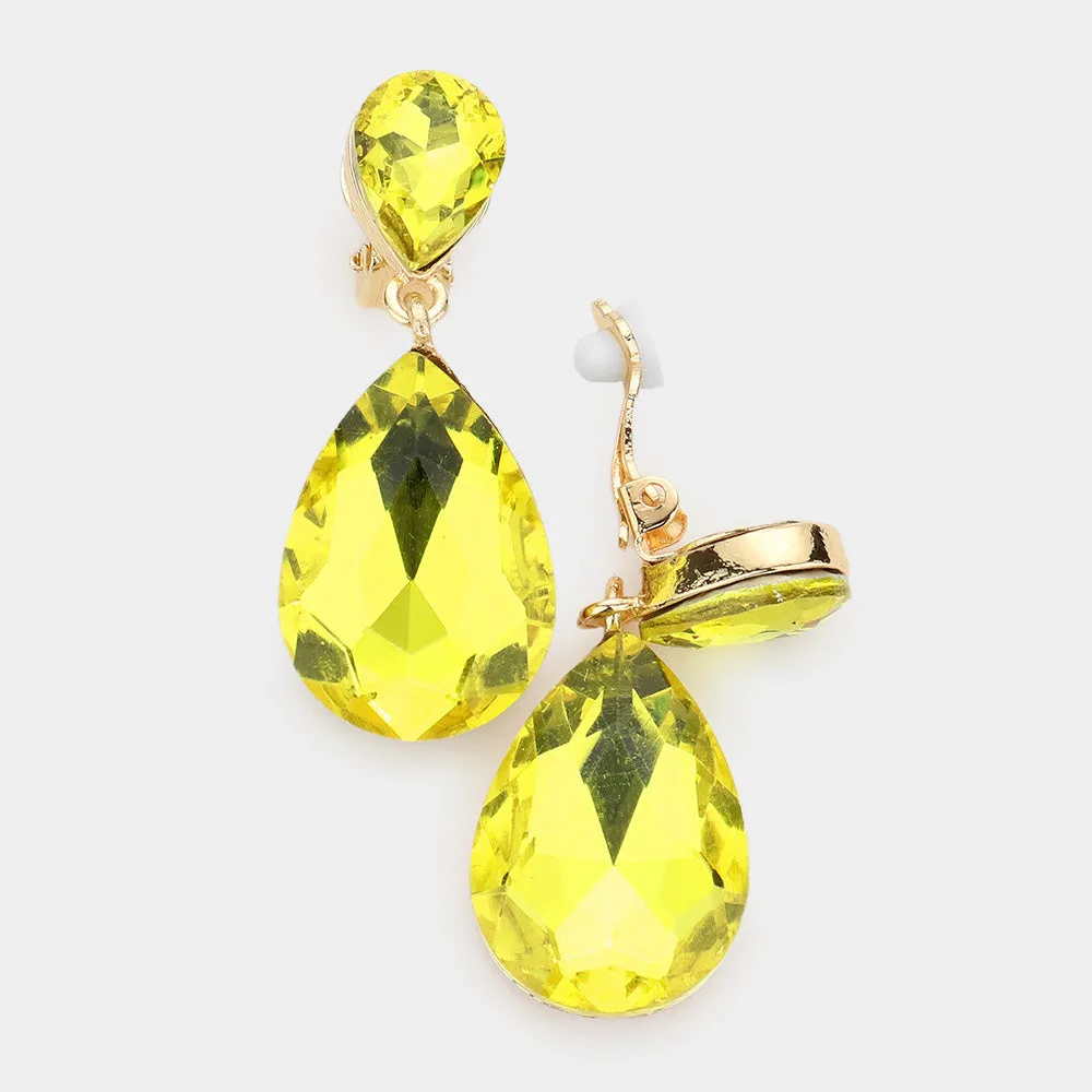 Little Girls Clip-on Yellow Teardrop Earrings | 555416