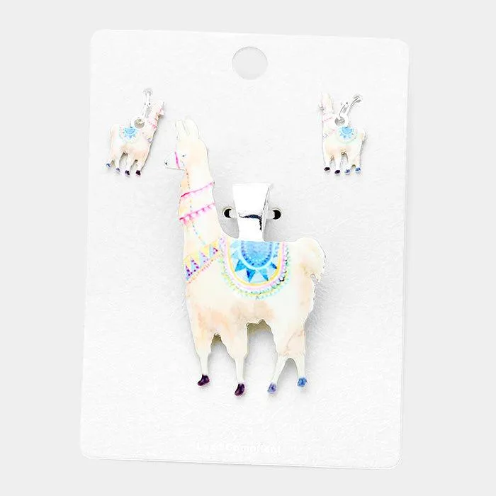 Llama White Magnetic Pendant Set