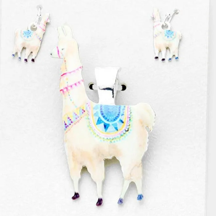 Llama White Magnetic Pendant Set