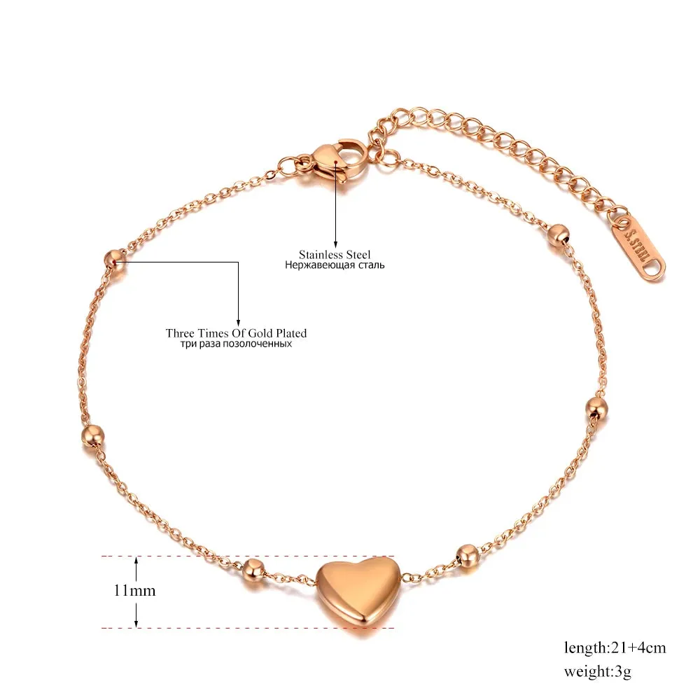 Lokaer Bohemia Heart Charm Titanium Women Anklet