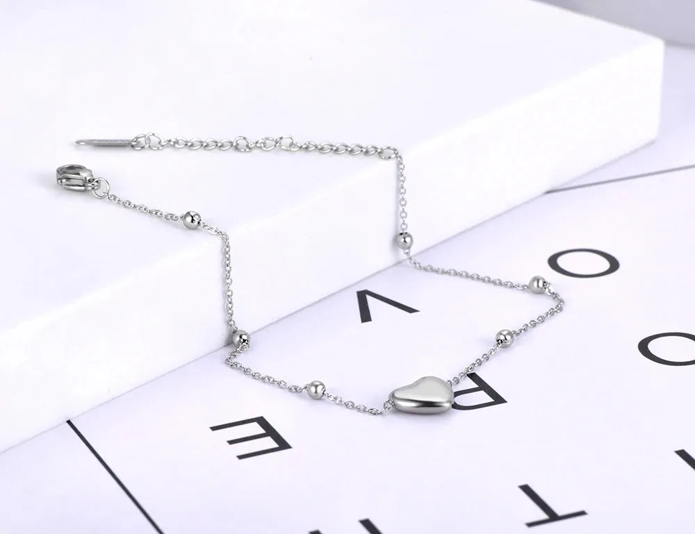 Lokaer Bohemia Heart Charm Titanium Women Anklet
