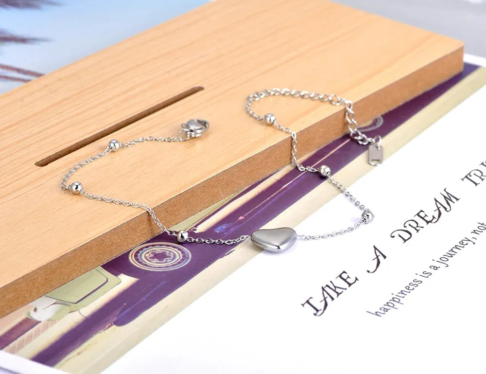 Lokaer Bohemia Heart Charm Titanium Women Anklet