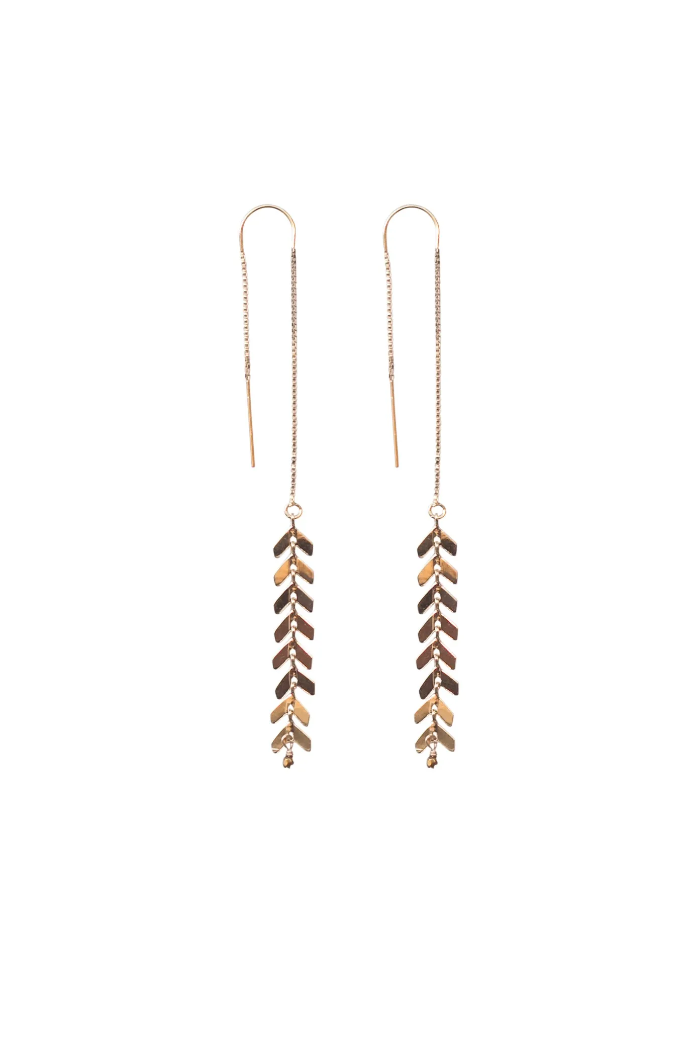 Long Chevron Threader Earrings in Gold, Silver, Rose Gold or Mixed Metal