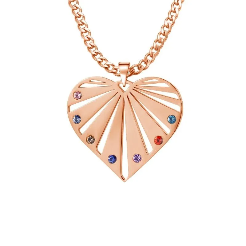 Luxury Birthstones Heart Pendant Necklace For Mother Engrave Jewelry