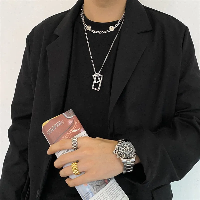 Luxury HipHop Pendant Necklace Women Silver Wedding Jewelry