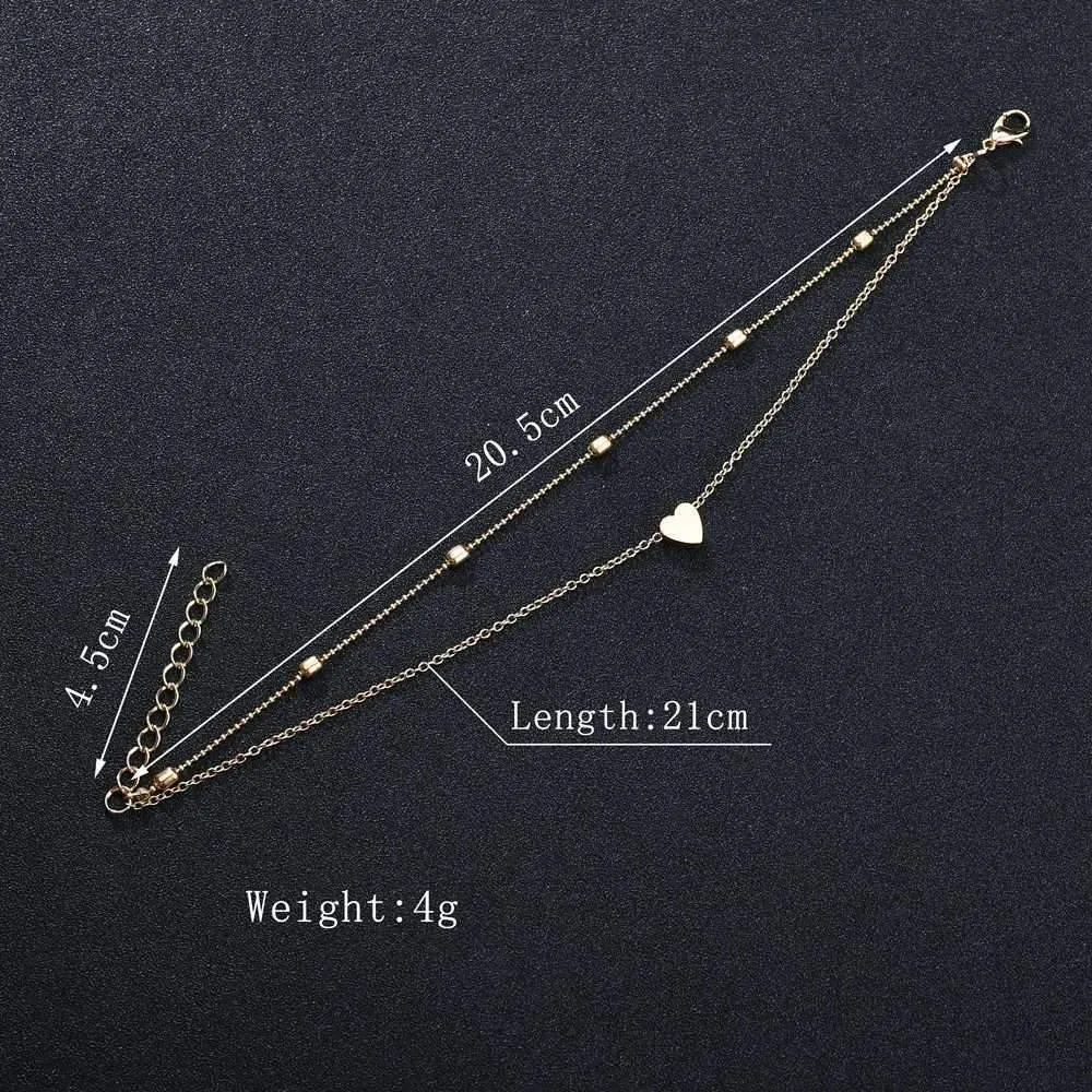 Luxury Modern New Trend Simple Heart Female Anklets Barefoot Leg or On Foot Ankle Bracelets For Women Jewelry Style