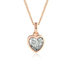 Luxury White Zircon Pendant Necklace 14K Rose Gold Women Bridal Jewelry
