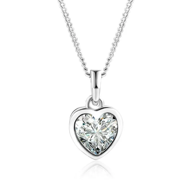 Luxury White Zircon Pendant Necklace 14K Rose Gold Women Bridal Jewelry