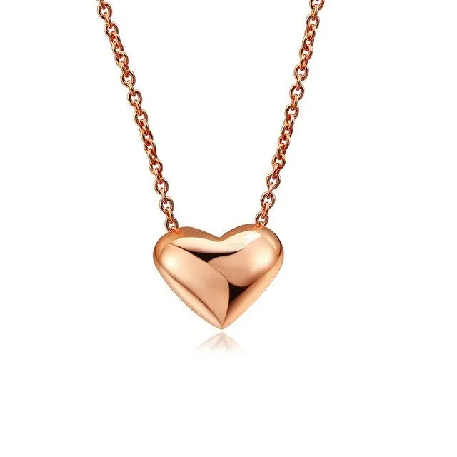 Luxury White Zircon Pendant Necklace 14K Rose Gold Women Bridal Jewelry