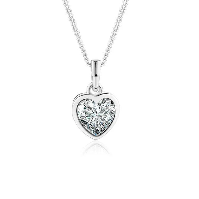 Luxury White Zircon Pendant Necklace 14K Rose Gold Women Bridal Jewelry