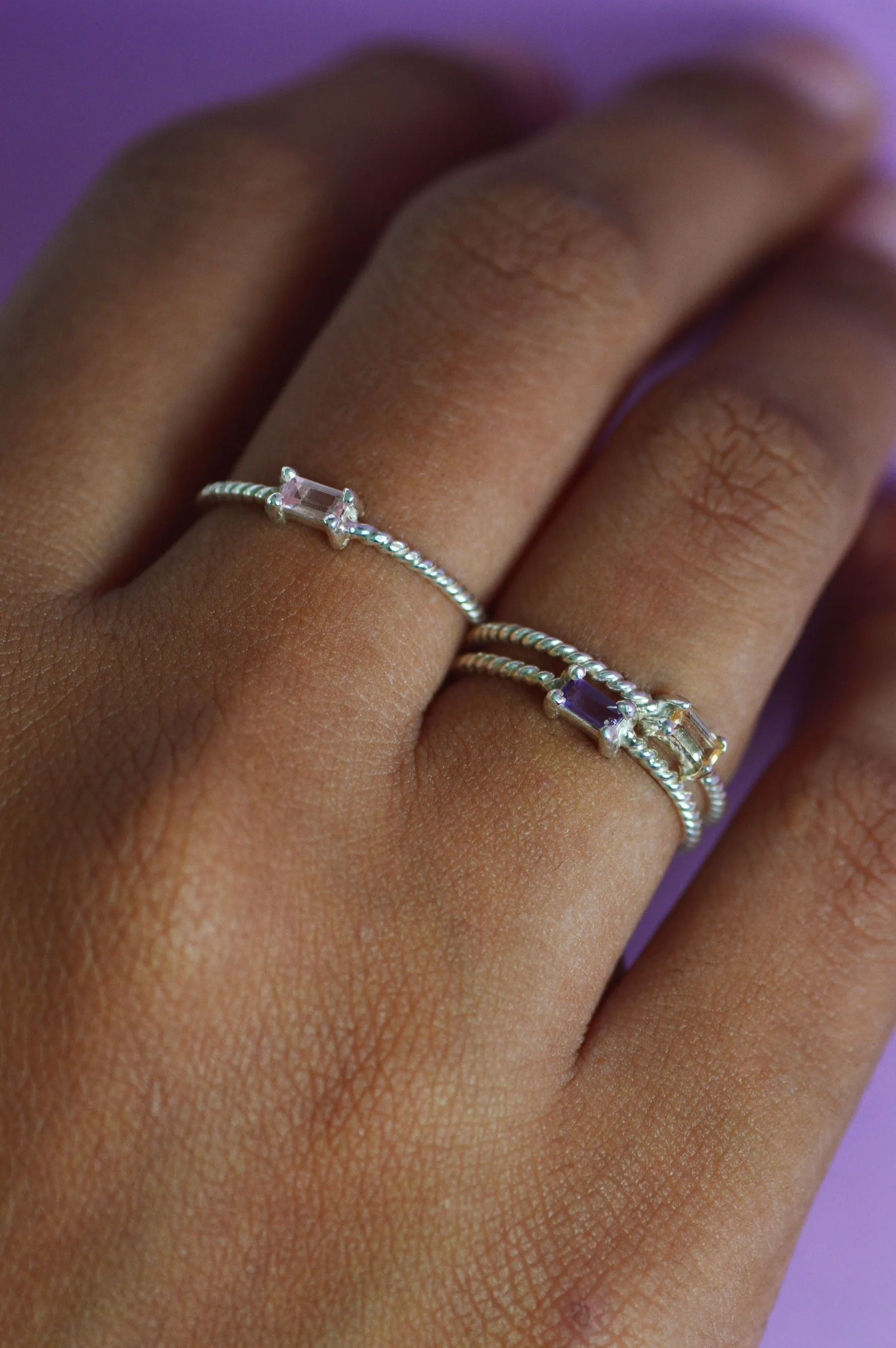 Mabel Pink Sapphire Silver Ring