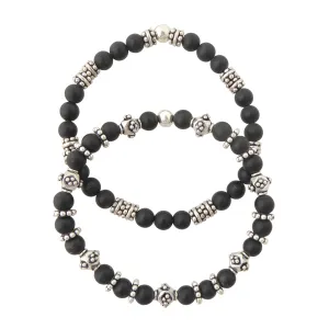 Matte black onyx bracelet set
