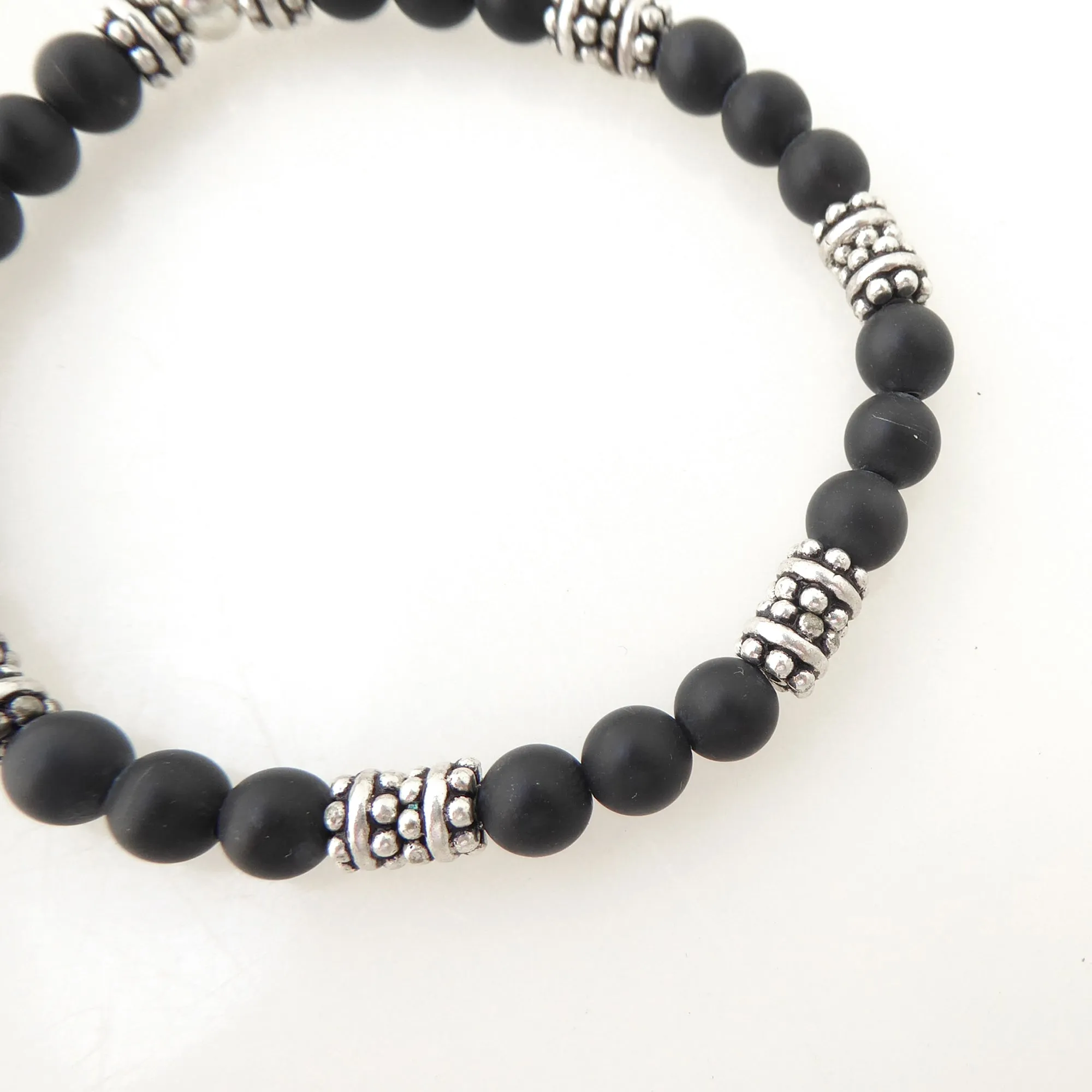 Matte black onyx bracelet set